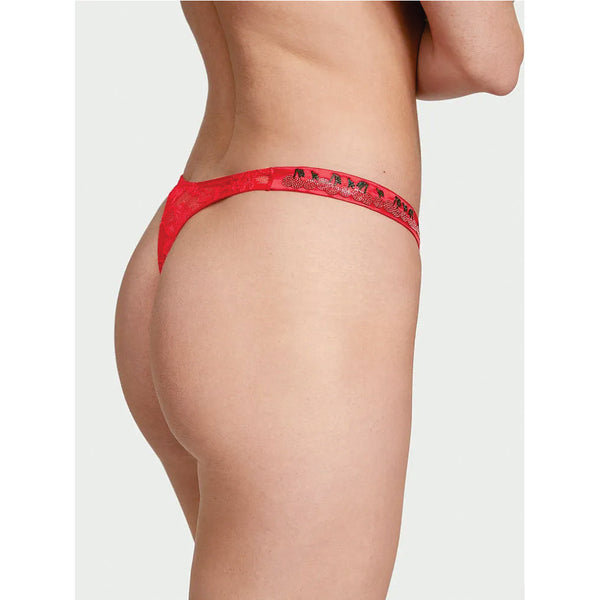 TALLA S - Tanga con Tiras Brillantes Rojo