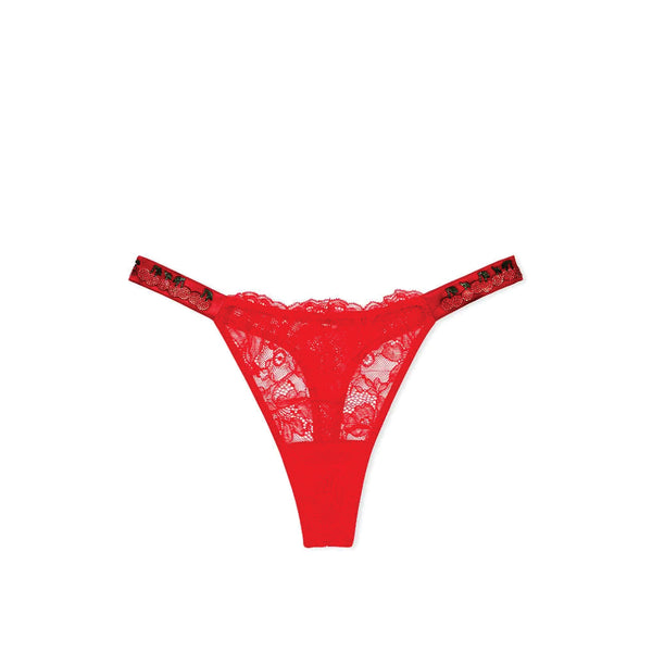 TALLA S - Tanga con Tiras Brillantes Rojo