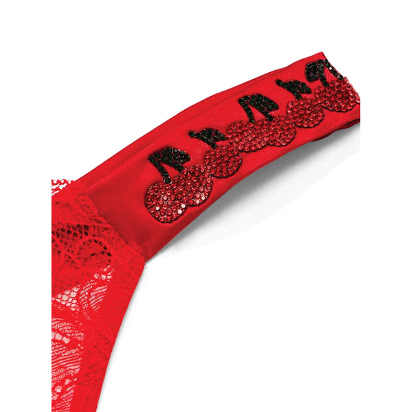 TALLA S - Tanga con Tiras Brillantes Rojo