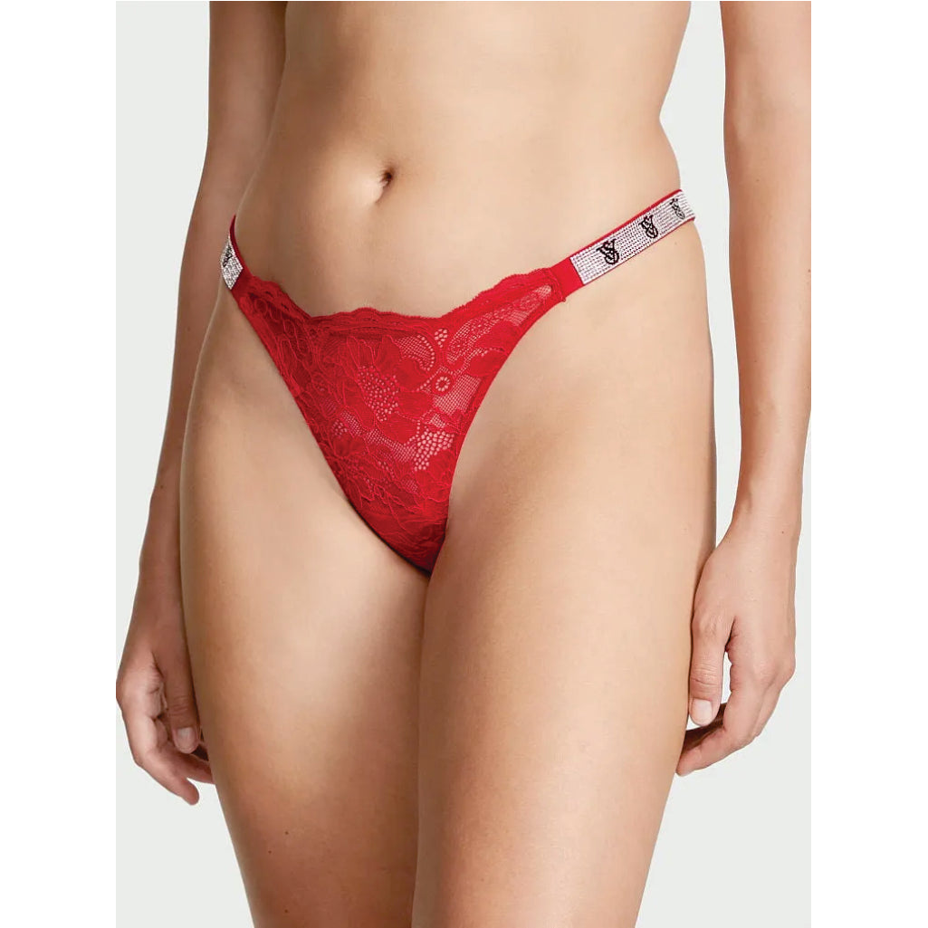 TALLA XS Panty Brasileña de Encaje Shine Strap Rojo – Beauty