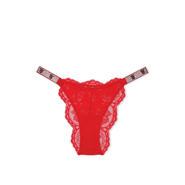 TALLA XS - Panty Brasileña de Encaje Shine Strap Rojo