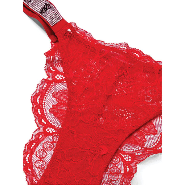 TALLA XS - Panty Brasileña de Encaje Shine Strap Rojo