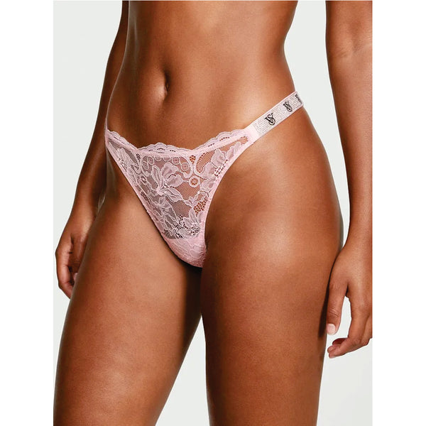 TALLA M - Tanga de Encaje Shine Strap Rosa