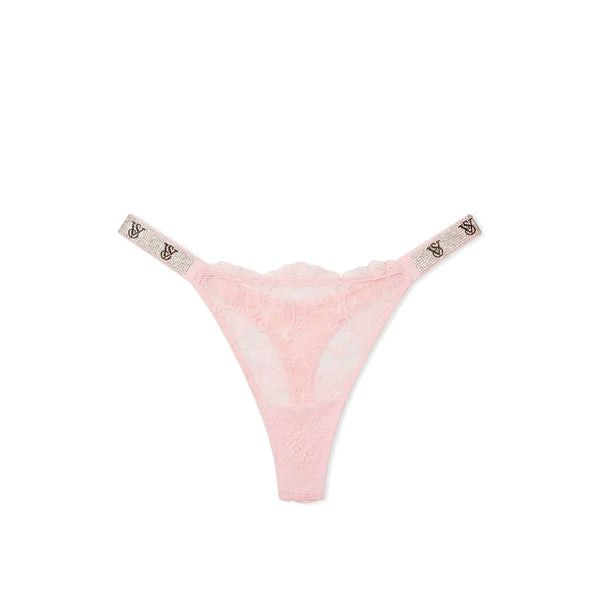 TALLA M - Tanga de Encaje Shine Strap Rosa