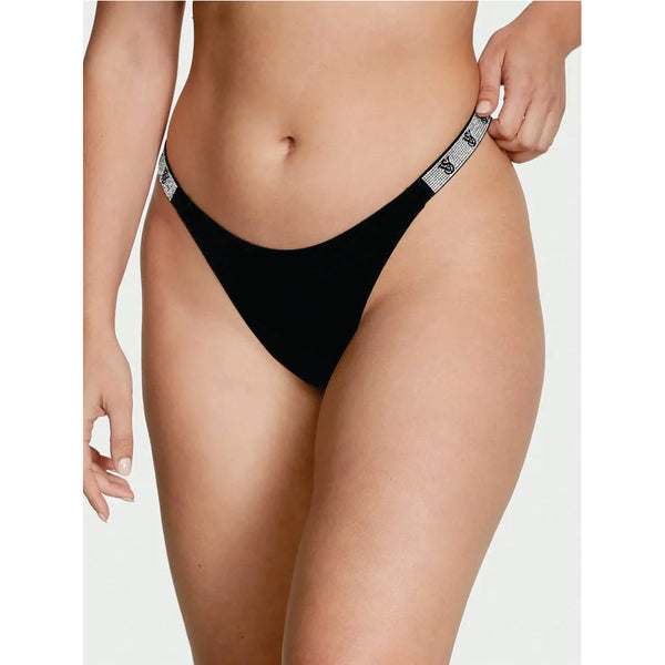 TALLA L - Tanga Shine Strap Negro
