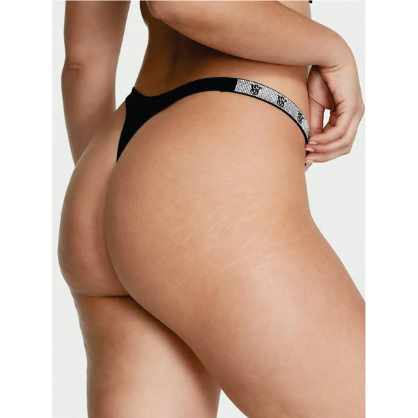 TALLA L - Tanga Shine Strap Negro