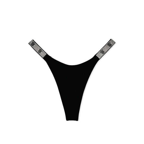 TALLA L - Tanga Shine Strap Negro