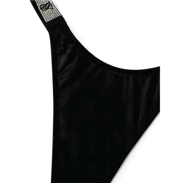 TALLA L - Tanga Shine Strap Negro