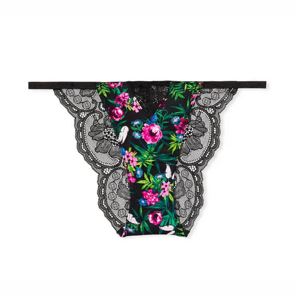 TALLA S - Bikini Cheekini con hilo de Encaje Flores
