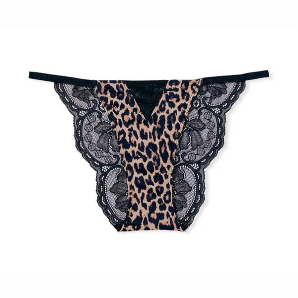 TALLA S - Bikini Cheekini con hilo de Encaje Animal Print