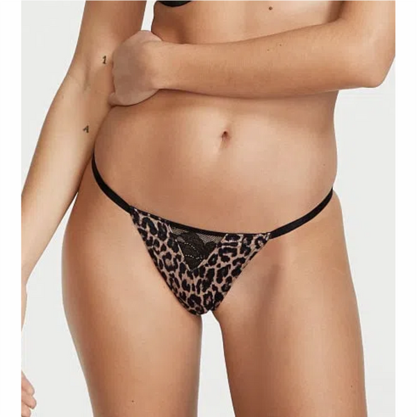 TALLA S - Bikini Cheekini con hilo de Encaje Animal Print