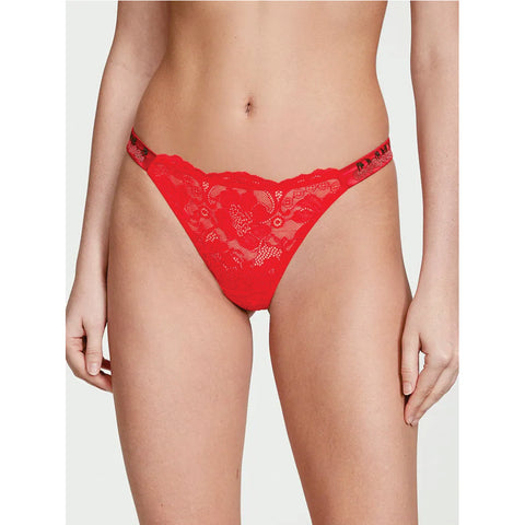 TALLA S - Tanga con Tiras Brillantes Rojo