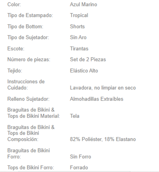 Talla  S  - TRAJE DE BAÑO COMPLETO