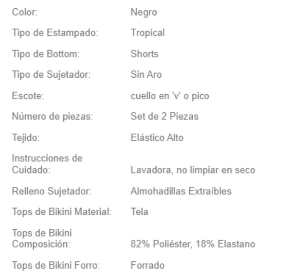 Talla  S - TRAJE DE BAÑO COMPLETO