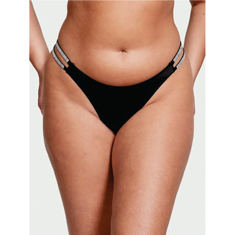 TALLA S- Panty Brasileña Lisa con Doble Shine Strap Negro