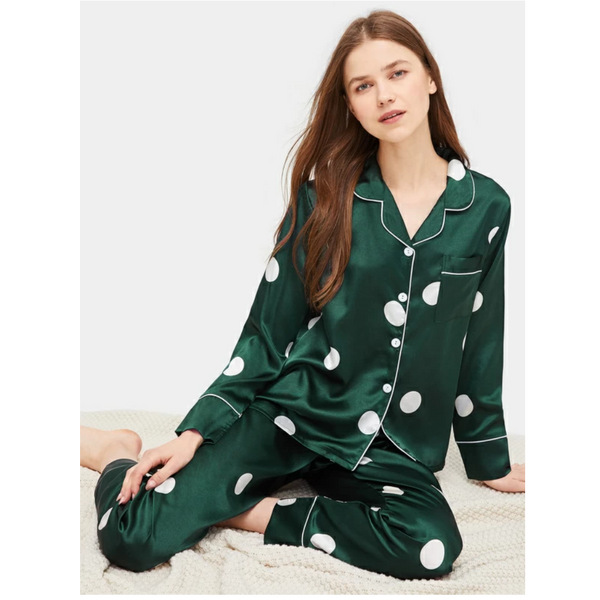 TALLA XL - Pijama verde Bolitas