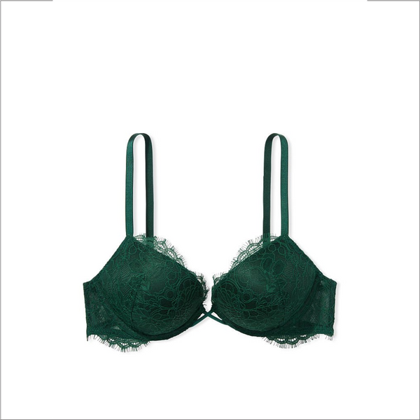 36C- Brasier push up de encaje con tirantes con brillo que añade 2 copas