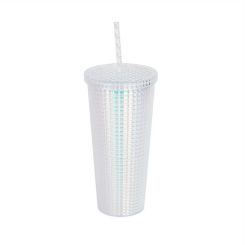 Vaso Con Popote Mainstays Textura Blanco 700 ml