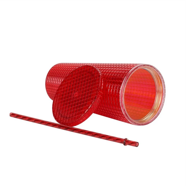 Vaso Con Popote Mainstays Textura Rojo 700 ml
