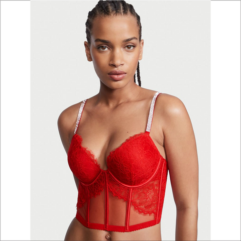 36D - Top estilo corsé push up con tirantes con brillo